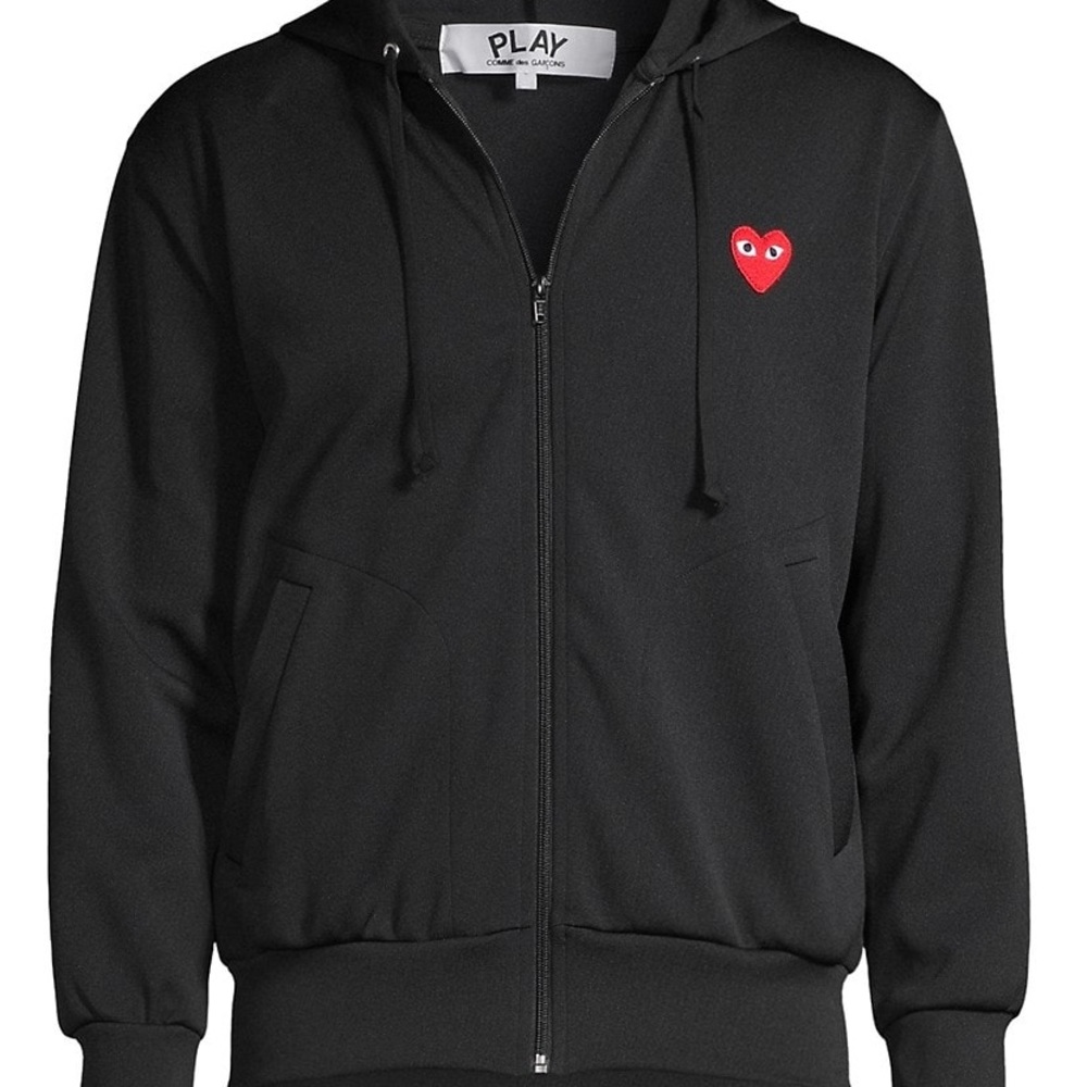 cdg zip hoodie in black, size m. gently worn